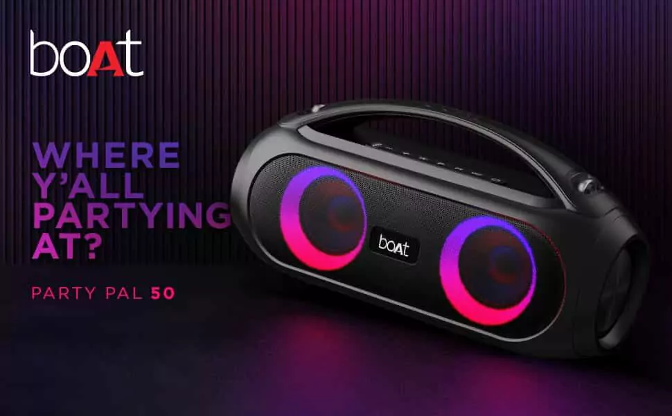 zopic Boat Party pal 50 Speaker Dynamic RGB LEDs to Set The Vibe, Charging Time 4.5 Hours, IPX5 Water Resistant, 20W Bluetooth, Standby Time 6 Month, Battery 3000 mAh | zopic