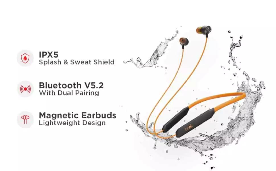 zopic neckband boAt Rockerz 205 Pro with Beast Mode 30 Hours Playtime, ASAP Charge, 10mm Drivers, Dual Pairing & IPX5 Bluetooth Wireless in Ear Earphones with Mic neckband