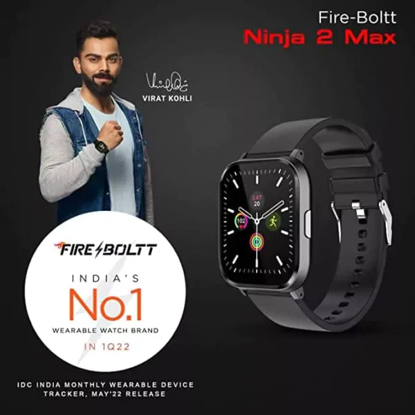 zopic Fire-Boltt Ninja 2 Max 1.5" Full Touch Display, SpO2, Heart Rate, 20 Sports Mode & Sleep Monitor, Gesture,Camera & Music Control, IP68 Dust & Sweat Resistance