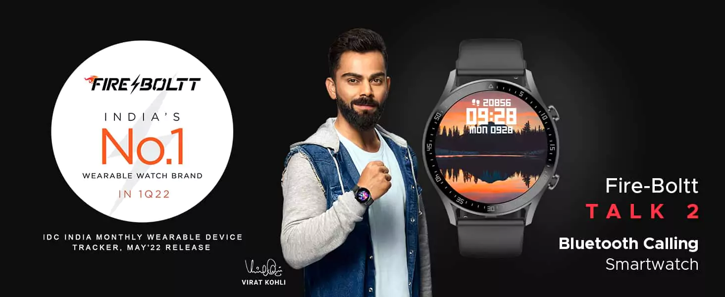 zopic Fire-Boltt India's No 1 Smartwatch Brand Talk 2 Bluetooth Calling Smartwatch with Dual Button, Hands On Voice Assistance, 60 Sports Modes, in Built Mic & Speaker with IP68 Rating