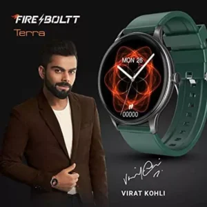 Fire Boltt Terra Smartwatch AMOLED Always ON 390*390 Pixel Full Touch Screen, Spo2 & Heart Rate Monitoring with Custom Widget Shortcuts, Large (BSW019)