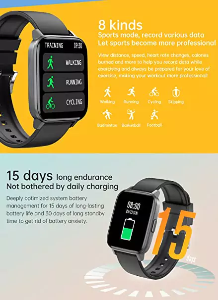 Minix Hawk Smartwatch with Message Reminder, Blood Pressure Heart & SpO2 Monitoring, Sleep Monitor & Water Resistance, 7 Days Battery Life
