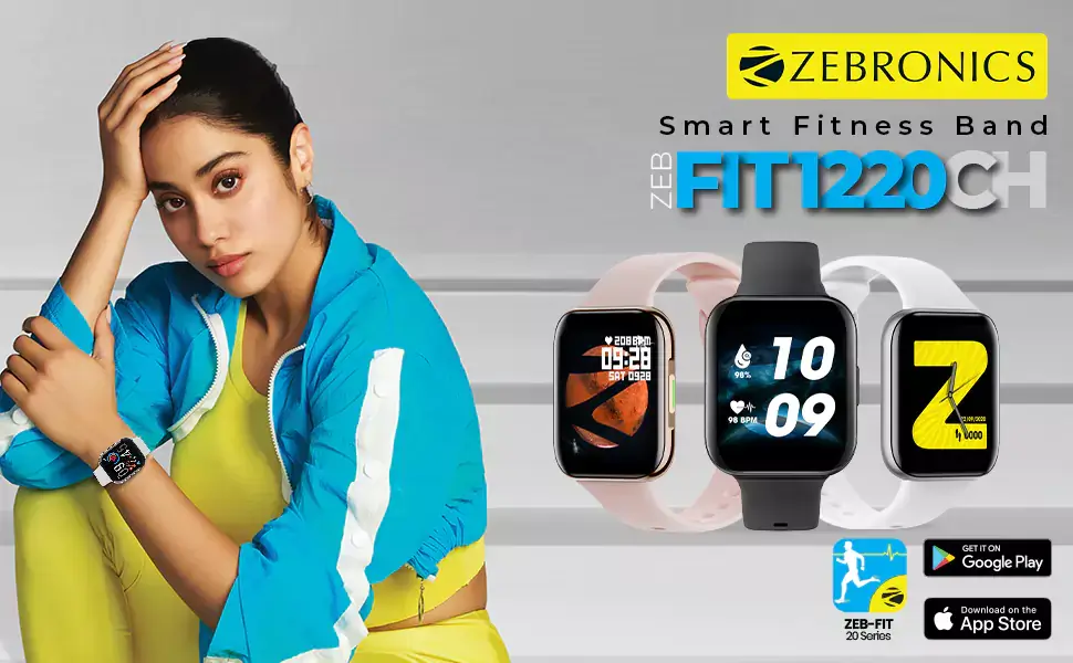 Zebronics Zeb Fit1220CH Smartwatch Fitness Watch, 2.5D Curved Glass Full Touch Display, SpO2, BP & Heart Rate Monitor, IP67 Water Resistant, 7 Sports Mode | zopic