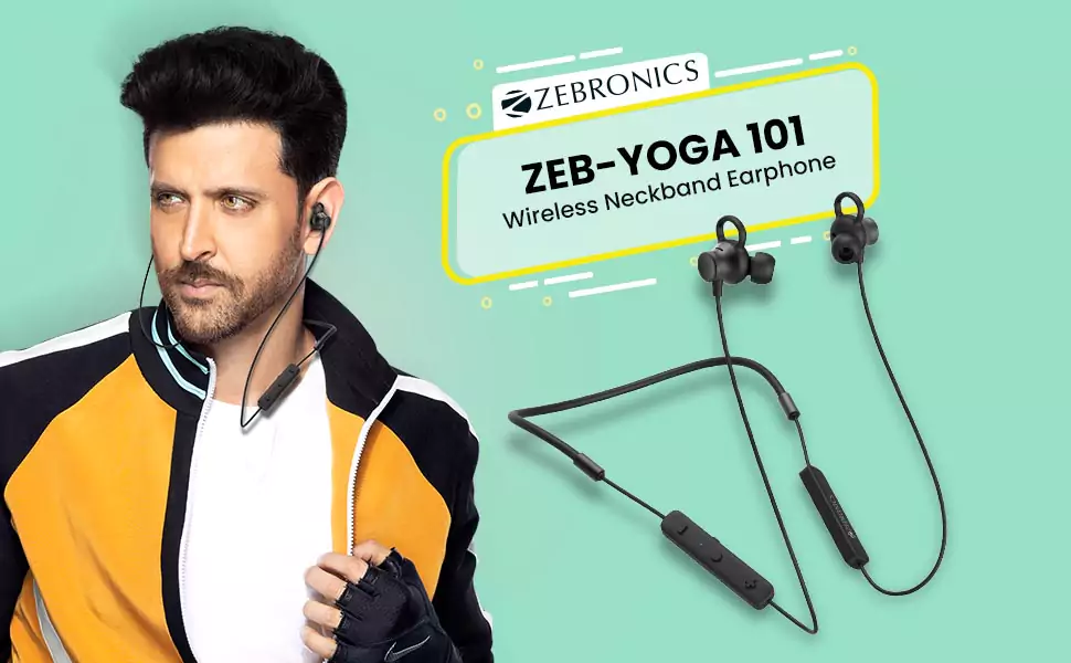 Zebronics Zeb Yoga 101 Neckband Wireless Playback Time 7H, 10mm Neodymium Driver, Dual Pairing, Magnetic Earpiece and Voice Assistant | zopic