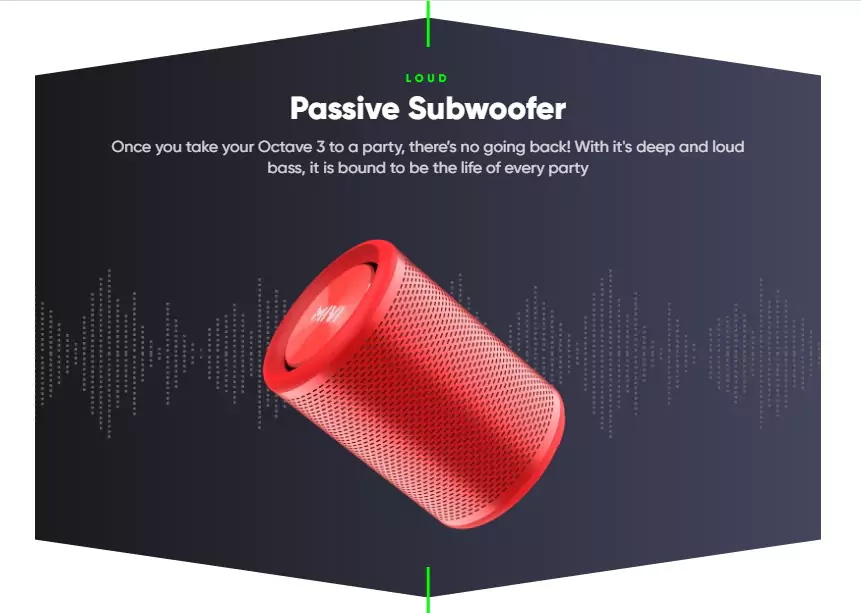 Mivi Octave 3 Speaker Wireless Bluetooth, Portable 360° HD Stereo Sound, Super Solid bass, 8 Hours Playtime, Waterproof, Voice Assistance | zopic