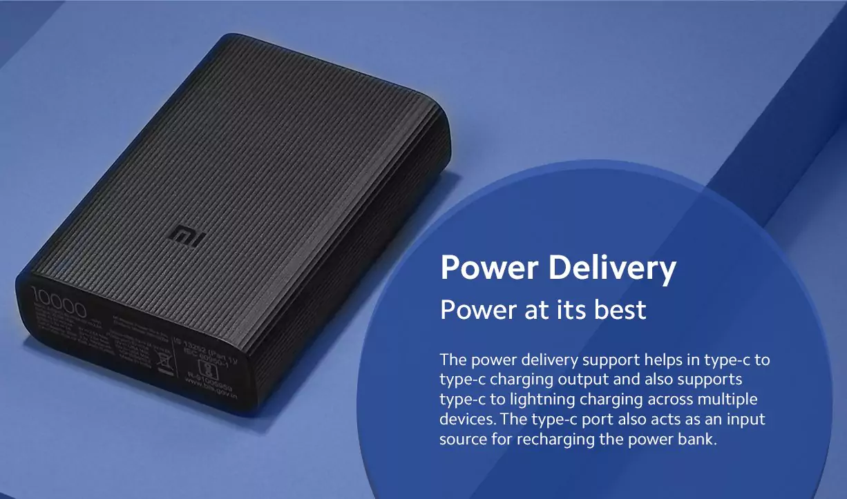 MI 10000mAh Powerbank Pocket Pro black color 22.5 Watt Lithium Ion, Lithium Polymer with Fast Charging, Dual Input Ports (Micro-USB and Type C), Triple Output Ports