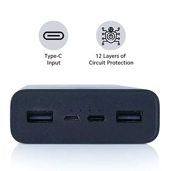 zopic MI Power Bank 3i 20000mAh Lithium black color Polymer 18W Fast Power Delivery Charging | Input- Type C | Micro USB| Triple Output