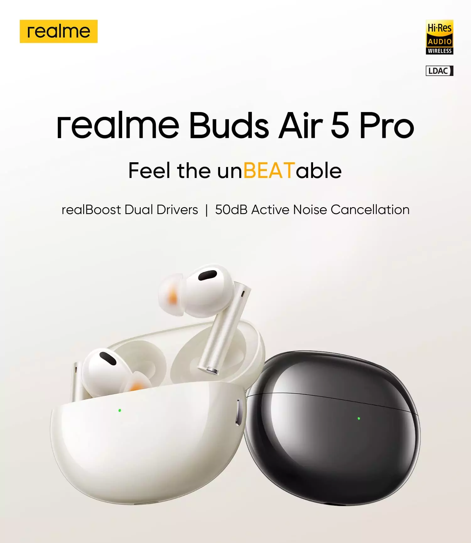 realme Buds Air 5 Pro Wireless Headphones, realBoost Dual Drivers, Up to 40  Hours of Playback, 50dB Active Noise Cancellation, 360deg Spatial Audio  Effect - (Black) 